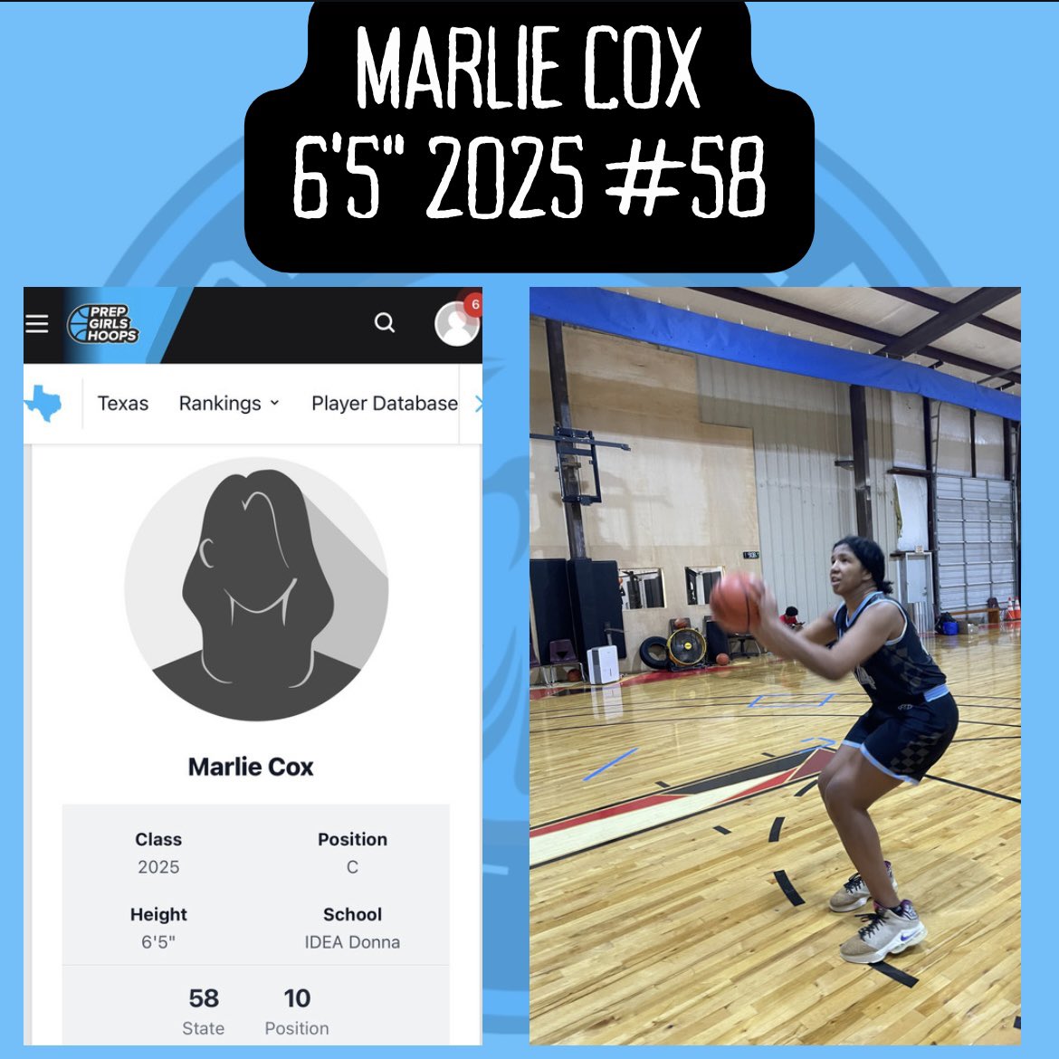 phoenixselect's tweet photo. 6’5” 2025 Marlie Cox is now ranked #58 in Texas in 2025 class! Kid is improving rapidly &amp; can grab the rim w/ 2 hands‼️
@CoachTReed @UTRGVwbb @RMUWBasketball @CoachMcCabe03 @LadyPiratesWBB @CoachAugustin @TSUWomensHoops @CoachSkeete @BoydKaelynn @trevorwoodruff @CoachAdrian_UL https://t.co/au1u75Ak9U