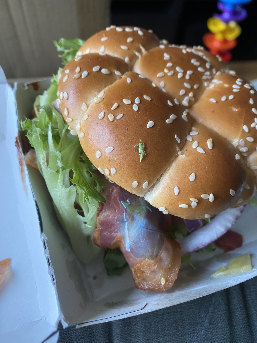 MattEke92's tweet photo. @McDonaldsUK i ordered a McCrispy deluxe and it had a rapper in it ( see photos ) I ordered this from the branch in Staines, Surrey.

I have had non stop issues with this branch if it’s not something wrong with the food they forget to put it in the bag https://t.co/eUv3nCi96z
