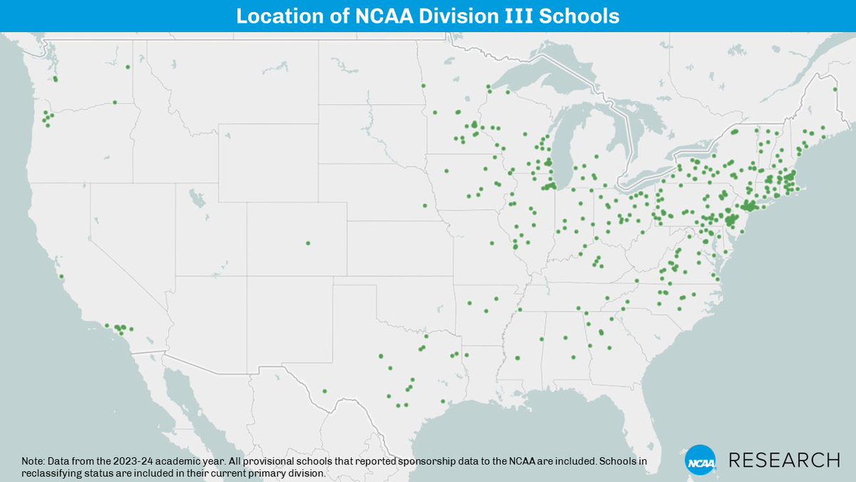 430 colleges are active members of NCAA Division III. Learn more about where they are located and what sports they offer on.ncaa.com/DIIIMemberMap #D3week #whyD3