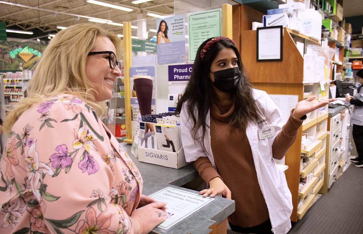 Thank you MLA Kelli Paddon (Chilliwack-Kent) for visiting Save on Foods Pharmacy in Vernon during Pharmacist Appreciation Month and learning more about what pharmacists are doing to help in improving access to primary care in rural areas. #PAM2024 @kellipaddon @saveonfoods