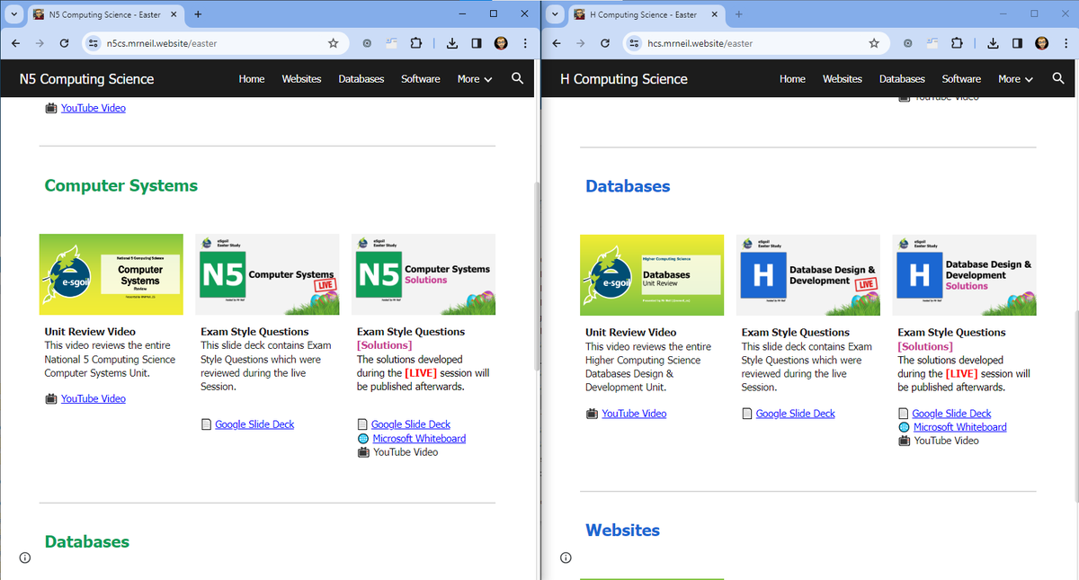 All prepared for tomorrow's National 5 &amp; Higher Computing Science <a href="/eSgoil/">e-Sgoil</a> Study Support Sessions. 

Both levels will be reviewing Databases &amp; Computer Systems. 

🟩National 5 - 1pm
🟦Higher - 2pm

Still time to sign-up, details below and on the <a href="/eSgoil/">e-Sgoil</a> website. 

#NeLO