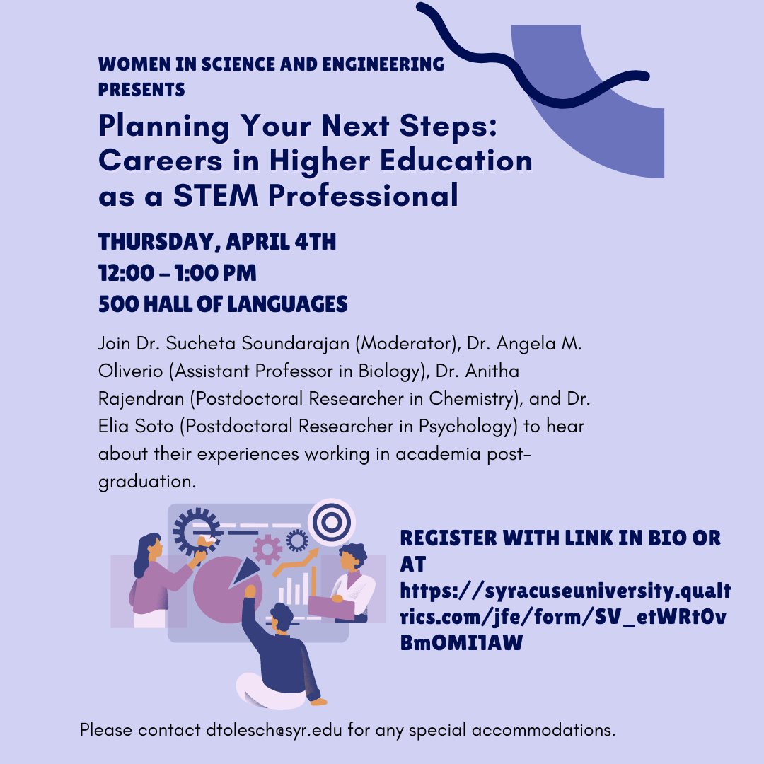 Check out our event meant to help you plan out your next steps specifically focused on Careers in Higher Education as a STEM Professional on April 4, from 12-1 pm at 500 HOL. Register using the link in our bio!