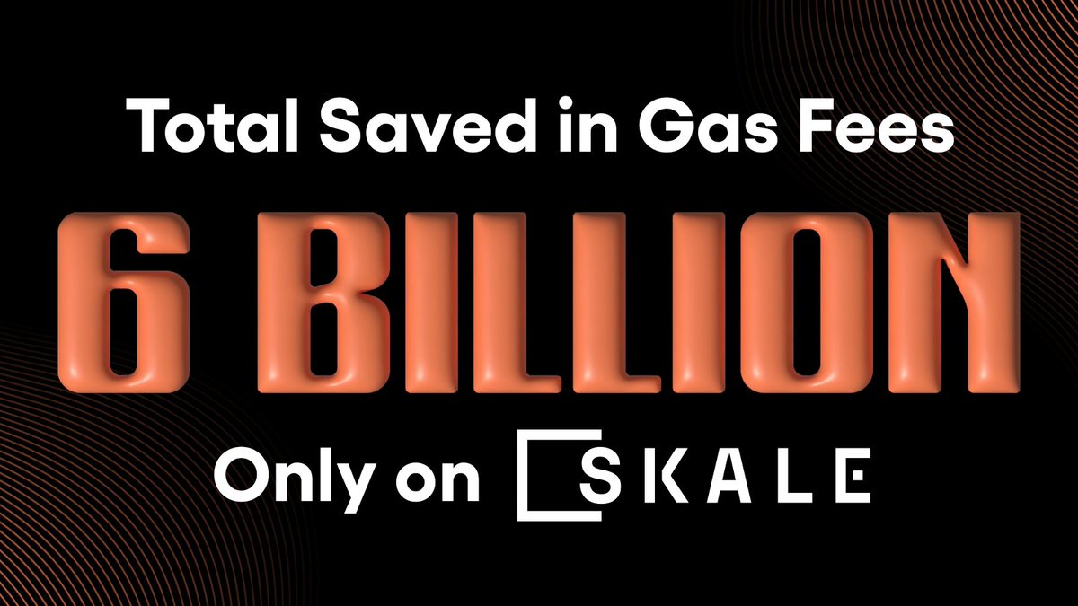 SKALE has surpassed $6,000,000,000 saved on gas fees! 🚀💸

With 350+ Million transactions, 25 Million UAWs, and over 300 ecosystem partners, SKALE's limitlessly scalable, zero-gas fee infrastructure is reshaping the future of blockchain. ⛓️