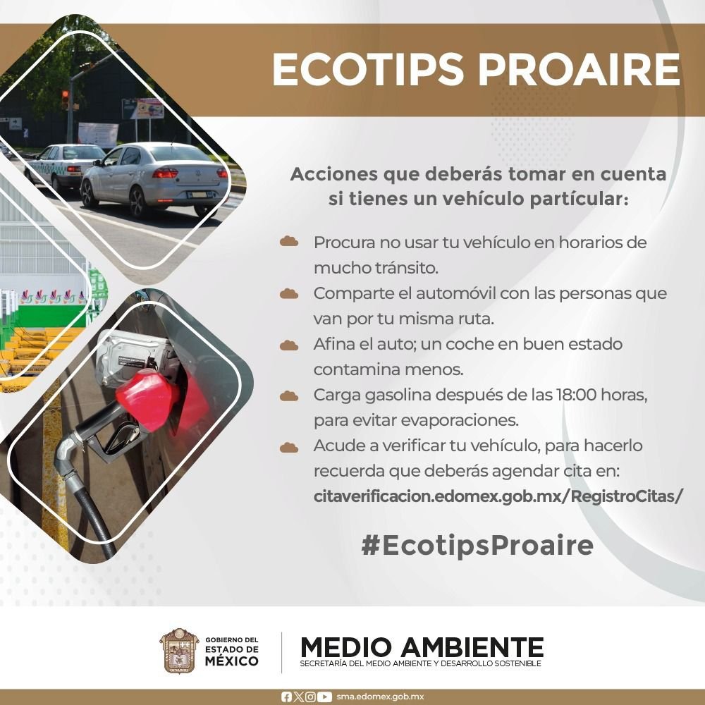 Ecotips ProAire
Es importante que revises esta información sobre la calidad del aire, para la calidad de vida.   #EcotipsProAire