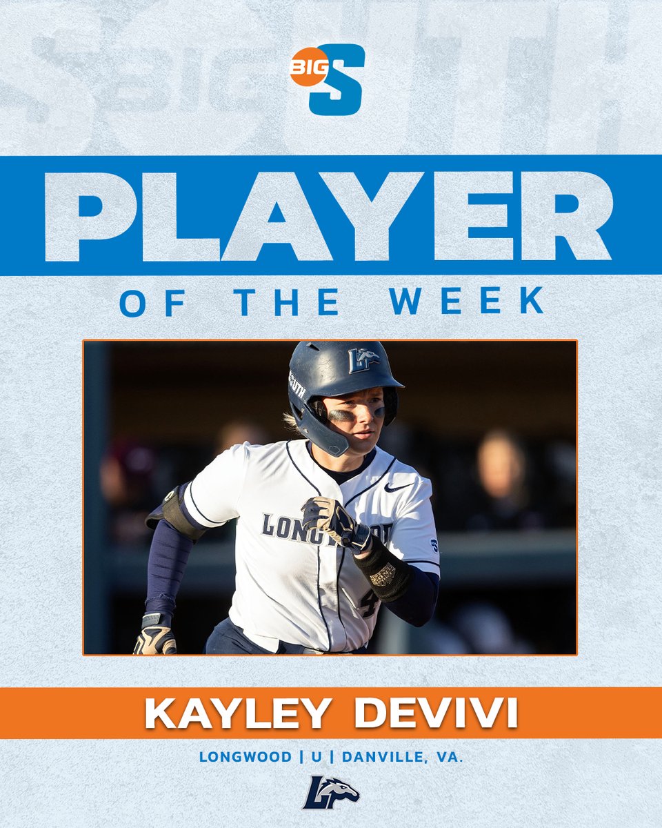 She batted .889 (8-9) with 2⃣ home runs, two doubles and nine RBIs to help the Lancers to a Big South series win over Presbyterian 🔥 @LongwoodSB's Kayley DeVivi is the #BigSouthSB Player of the Week!