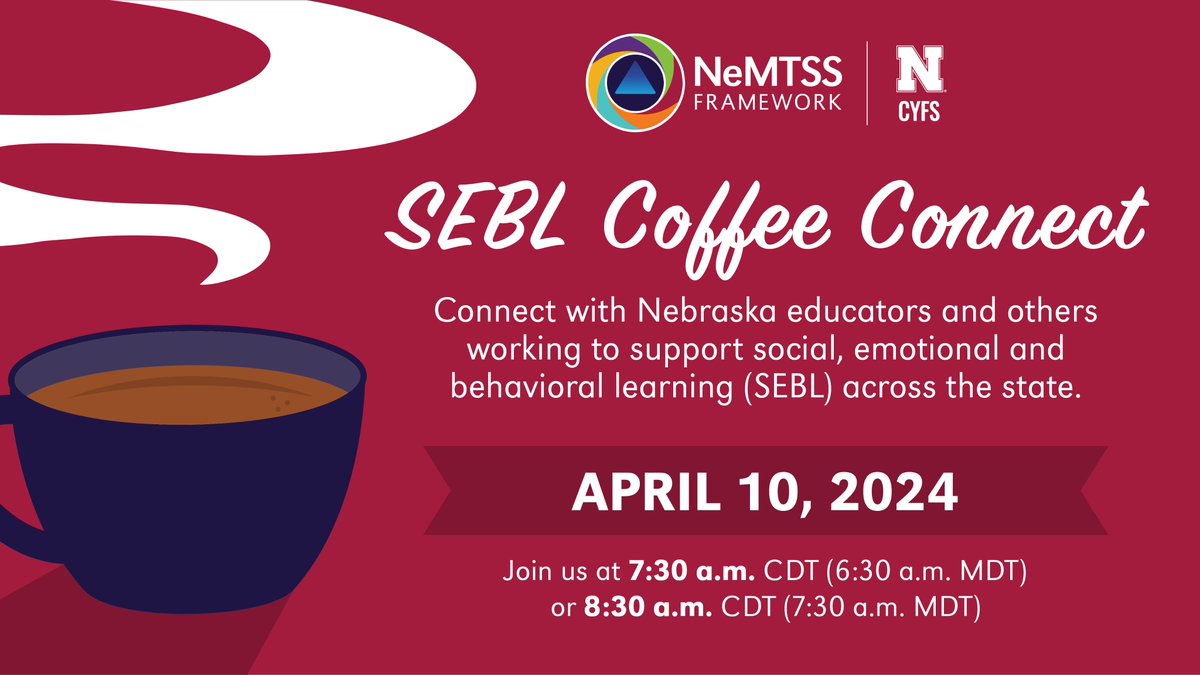 This month's virtual SEBL Coffee Connect will focus on social awareness. We hope you can join us! ✨☕️ • Wednesday, April 10 • 7:30 am CDT (6:30 MDT) or 8:30 am CDT (7:30 MDT) • Learn more and register: bit.ly/3v0q06N