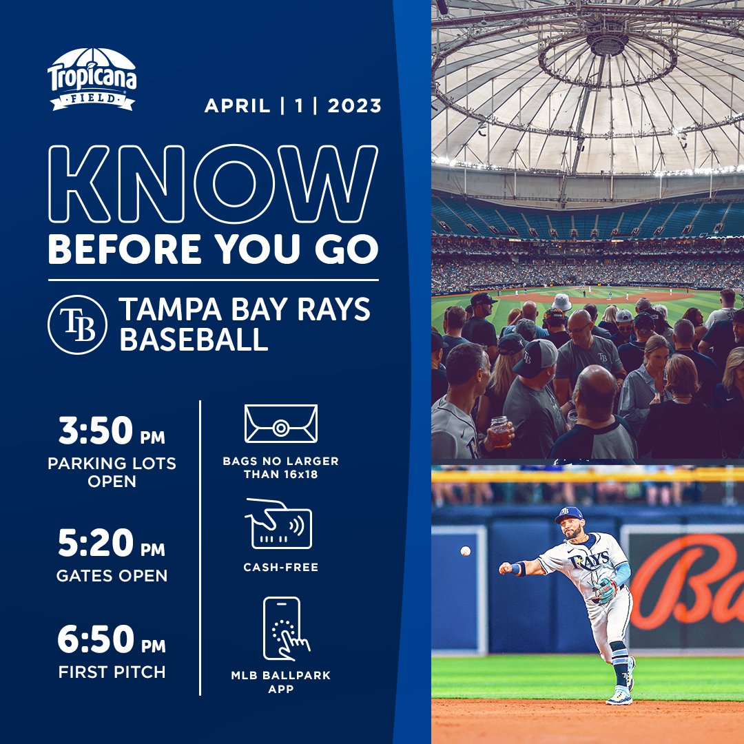 Heading out to the first @RaysBaseball game against the Rangers tonight? Here's everything you need to know before you go!