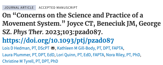 PTJournal's tweet photo. Recently accepted to @PTJournal: continuing the conversation about the #MovementSystem, a response from the Movement System Standing Committee of the @APTANeuroPT:
https://t.co/dyLXNMsThK https://t.co/l0OP9vdoV4
