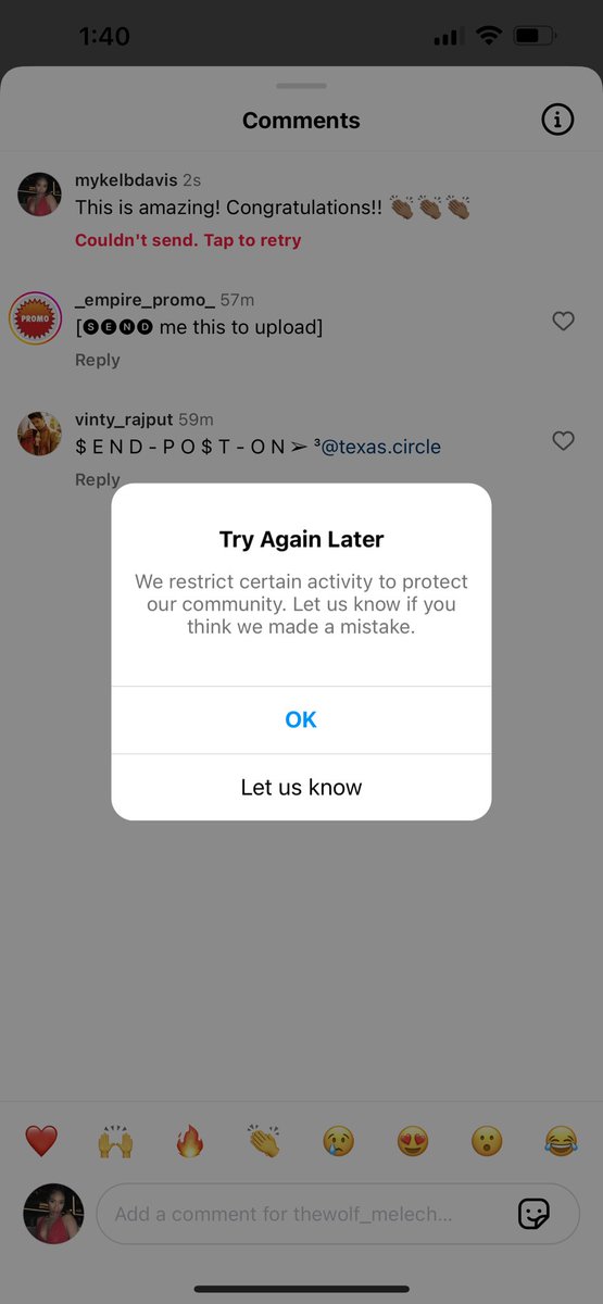 Annoying… please fix this <a href="/instagram/">Instagram</a> ! 
I said “congratulations” on a pregnancy post.. #instagramdown