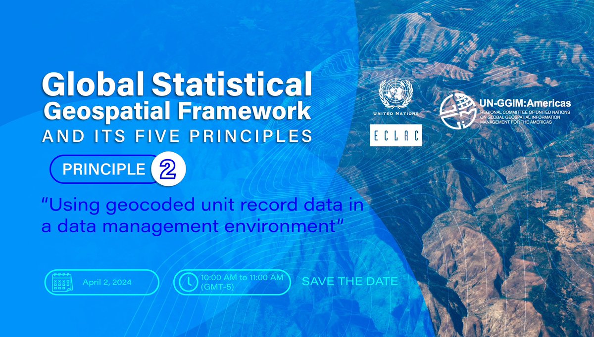 Este martes 2 de abril participa del Seminario Web sobre el principio 2 del Marco Estadístico y Geoespacial Global.

Descubra cómo el uso de registros de unidades de datos geocodificados impulsa la gestión de datos. 

⏰10:00 am a 11:00 am (GMT-5).

💻👉🏻 cutt.ly/Sw3t72ka