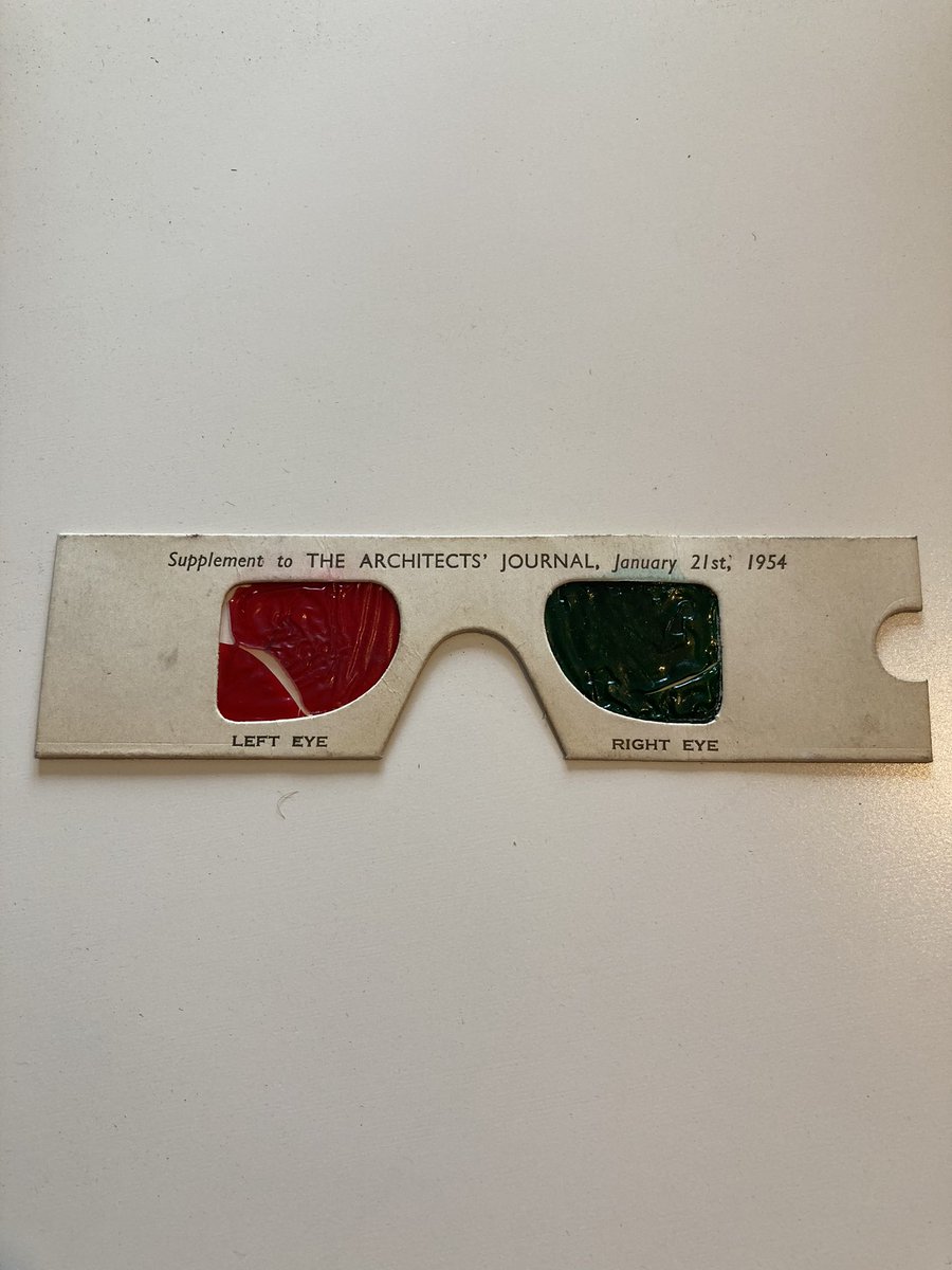 These are rather funky… the @ArchitectsJrnal supplement 3d glasses 21st January 1954. I hope I can find the magazine they came with from my stash