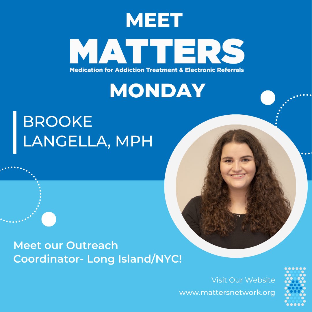We are very excited to introduce our new Outreach Coordinator, Brooke Langella, MPH. Current hometown: Long Island, New York📍 What is your favorite aspect of the MATTERS program? The diversity of each team member's backgrounds, roles, and contributions.