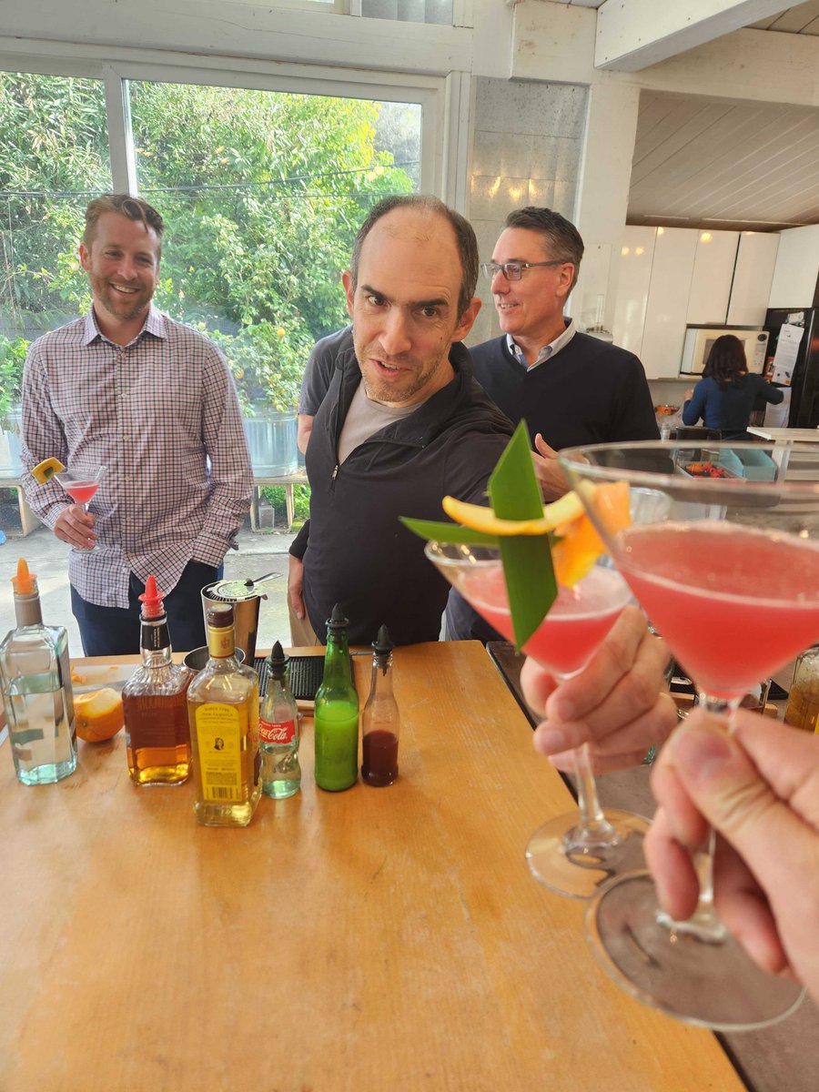 Cheers to Split's exec staff Trevor Stuart, Pato Echagüe, John Cappelletti and others, wrapping up a productive week. This was a fun cocktail-making class after work. There will be sufficient garnish, that's for sure. #developers #featureflags #lifeatsplit