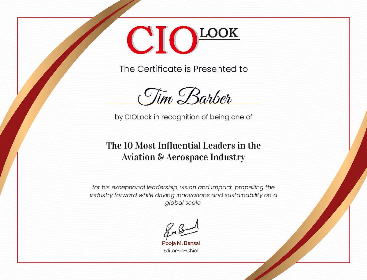 We are excited to share that Tim Barber has been named one of The 10 Most Influential Leaders in the Aviation & Aerospace Industry by CIOLook Magazine. Learn more about how Tim is redefining aircraft acquisition strategies bit.ly/4cAwbQg #DuncanAviation