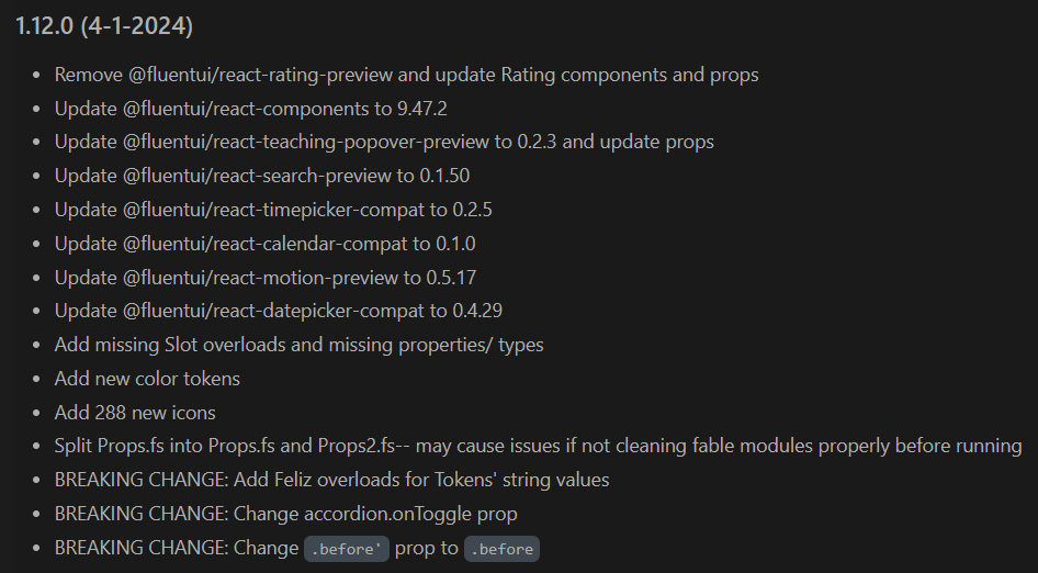 SydTheDev's tweet image. FS.FluentUI is now v1.12.0🚀🚀🚀
Lots of updates in this one. More icons, colors, available slots, and a few new components!
#fsharp #fsharpweekly #feliz #fable #microsoft #v9 #frontend
nuget.org/packages/FS.Fl…