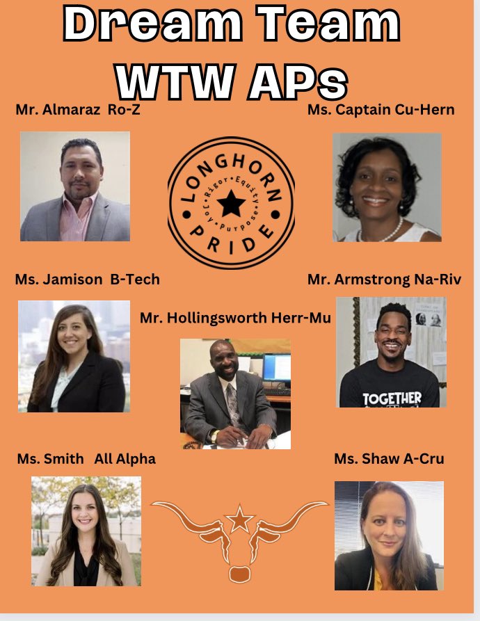 Hey Longhorns! Let’s celebrate our amazing Assistant Principals! This team is the best. They are smart, hard working, values and vision aligned and human centered. Nothing would happens at WTW without them. #LonghornPride @wtwhitevt