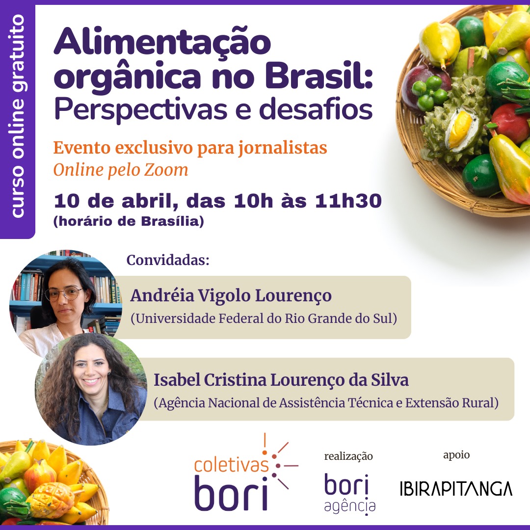 [Oportunidade] 🔊A @borinasredes promove coletiva de imprensa gratuita e online com especialistas em alimentação orgânica.

👉 O encontro é exclusivo para jornalistas cadastrados. As inscrições podem ser realizadas até o dia 8 de abril.

🔗 Saiba mais: lnkd.in/dqcw3etQ