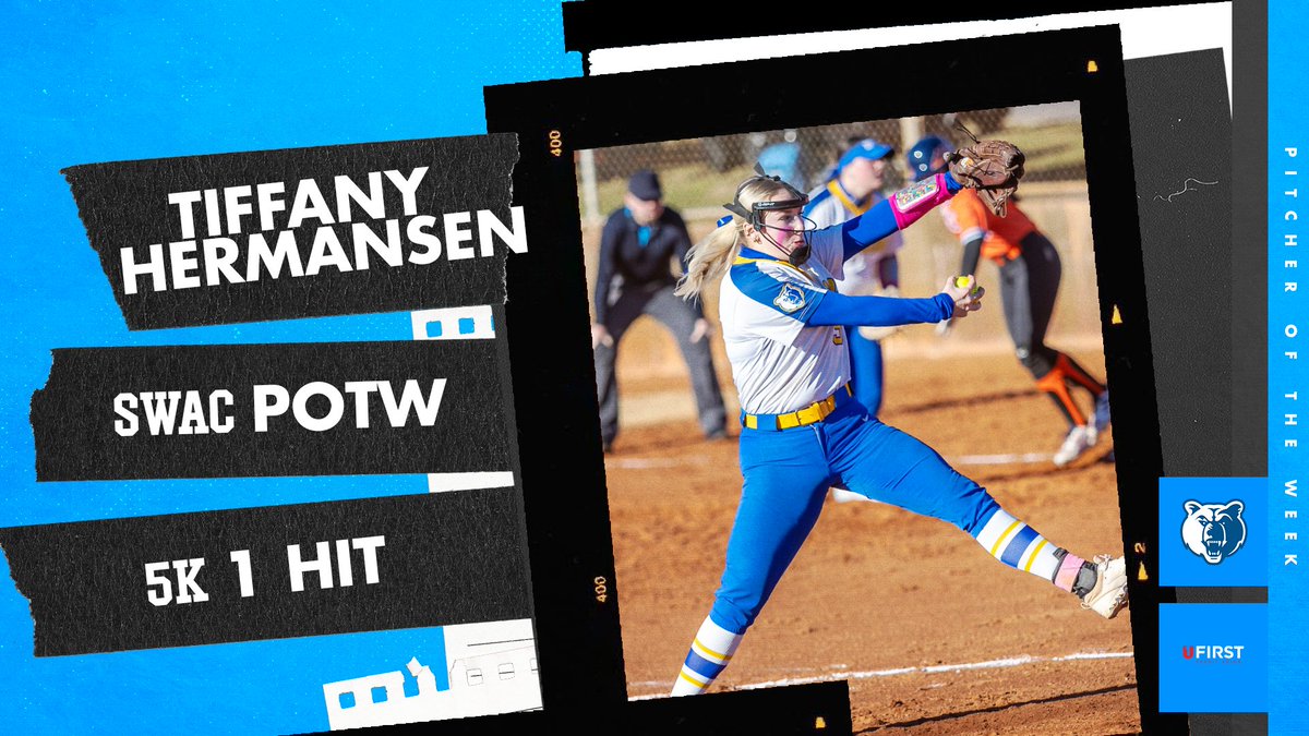 Sophomore pitcher Tiffany Hermansen wins the second SWAC Pitcher of Week honor of the year.

Hermansen gave up one hit in a five-inning complete game win for the No. 9 Bruins.