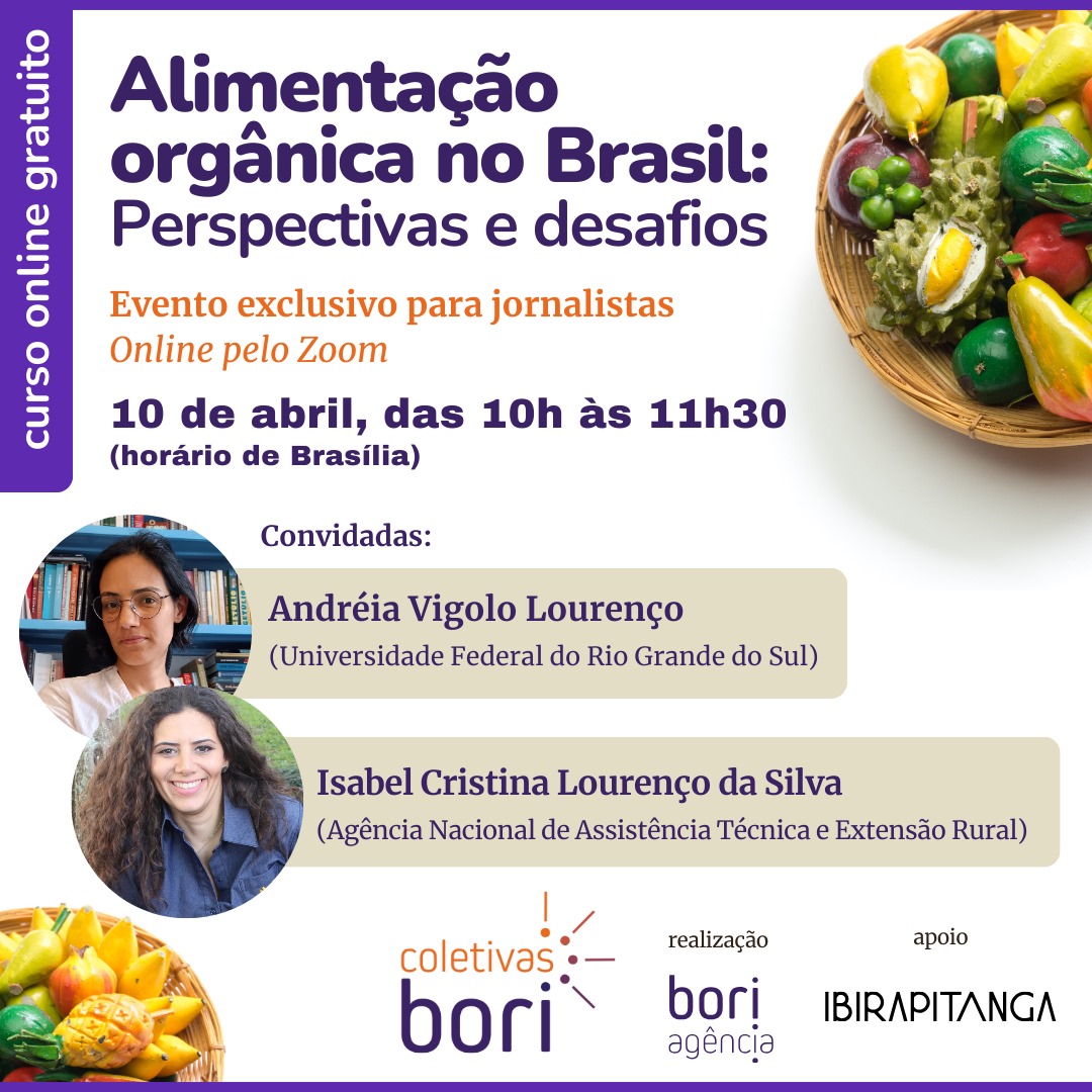 [Oportunidade] É AMANHÃ! 🔊A @borinasredes promove coletiva de imprensa gratuita e online com especialistas em alimentação orgânica.  

👉 O encontro é exclusivo para jornalistas cadastrados. 

🔗Inscreva-se: lnkd.in/dqcw3etQ