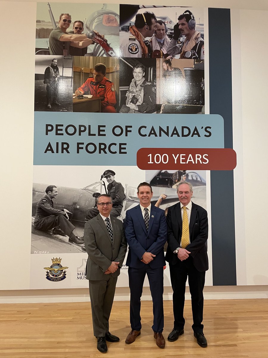 JohnGAlho's tweet photo. Honoured to represent @TheHangarMuseum at today’s ceremony commemorating the 100th anniversary of @RCAF_ARC. Drop by @TheHangarMuseum @MilitaryMuseum in Calgary or #BomberCommandMuseum in Nanton to learn about our Air Force history. #rcaf100 https://t.co/MNSesrA7u8