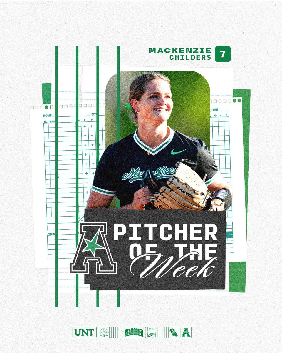 𝐂𝐡𝐢𝐥𝐝𝐞𝐫𝐬 𝐖𝐢𝐧𝐬 𝐀𝐀𝐂 𝐏𝐢𝐭𝐜𝐡𝐞𝐫 𝐨𝐟 𝐭𝐡𝐞 𝐖𝐞𝐞𝐤 8-inning, complete game shutout ✅ 17 strikeouts over 18 innings ✅ 3-0 record in 3 appearances ✅ Held opponents to .159 batting average ✅ Second @American_Conf weekly award ✅ #GMG 🟢🦅 x @mack_childers