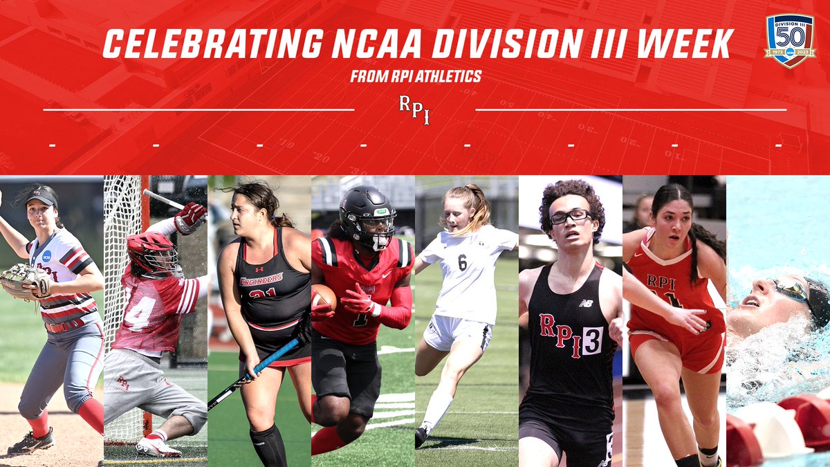 🏅 This week, we celebrate the 5⃣0⃣th Anniversary of @NCAADIII, and honor those past & present who have made an impact for @RPIAthletics! This week, from April 1 - 7 we are proud to celebrate #D3Week! #LetsGoRed 🔴 #WhyD3