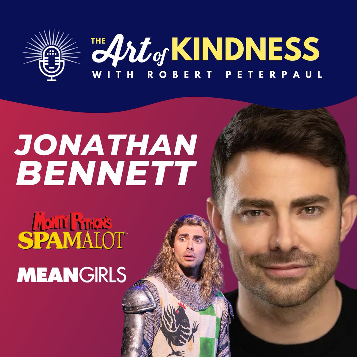 Always look on the GROOL side of life 🌞 Jonathan Bennett is on The Art of Kindness podcast today, talking: 🏆 @SpamalotBway & @michaelurie ♥️ uplifting friends ✨ never apologizing for the hustle Tune in now wherever you listen/ on @BwayPodNetwork 🎙️ Bpn.fm/AOK