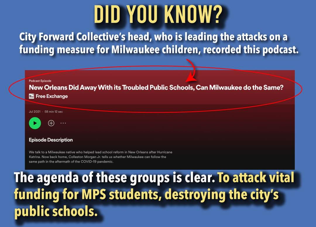 When someone shows you who they are, believe them. @CityForwardCol & @MMAC_Chamber are leading the charge to deprive students of needed funding. City Forward's head oversaw the takeover of New Orleans public schools in the Katrina aftermath & is salivating to do the same here...