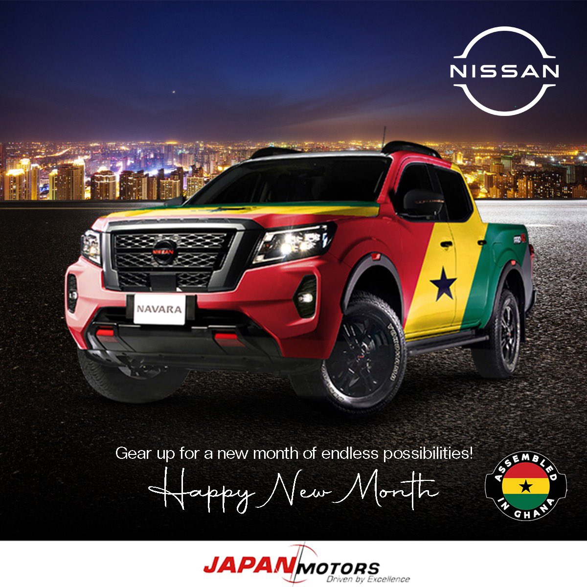 Gear up for a new month of endless possibilities! As the road unfolds, may your Nissan journey be filled with joy, success, and unforgettable adventures. Happy New Month! #Newmonth #JapanMotors #NissanGhana #SolidarityForever #Nissan #NewMonthJourney