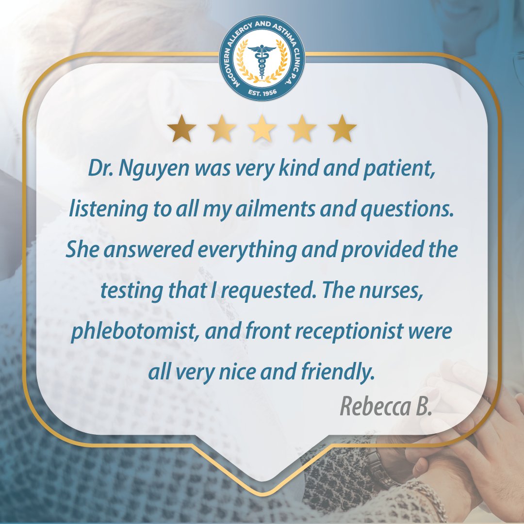 Thank you for the great review, Rebecca! In addition to allergy treatment, we strive to provide our patients with the best allergy education.

Contact us!
📱 713-661-1444
🌐 mcgovernallergy.com

#McGovernAllergyAsthmaClinic #houstonallergists #allergyseason #springallergies