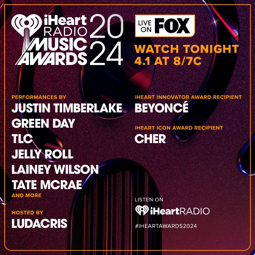 Can’t wait to attend the @iHeartRadio Music Awards tonight 🤘🏻 Watch #iHeartAwards2024 LIVE on @FOXTV at 8/7c 🖤