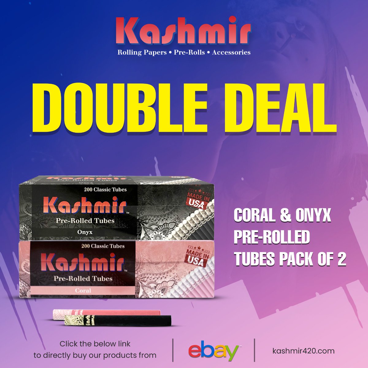 Kashmir Cigarette Tubes Combo Pack featuring Coral and Onyx Pre-Rolled Tubes—Pack of 2! Order now and smoke in style! Shop now on eBay: ebay.com/itm/3552137416… #Kashmir #CigaretteTubes #ComboPack #PreRolledTubes #Coral #Onyx #SmokingExperience #SmokeWithKashmir