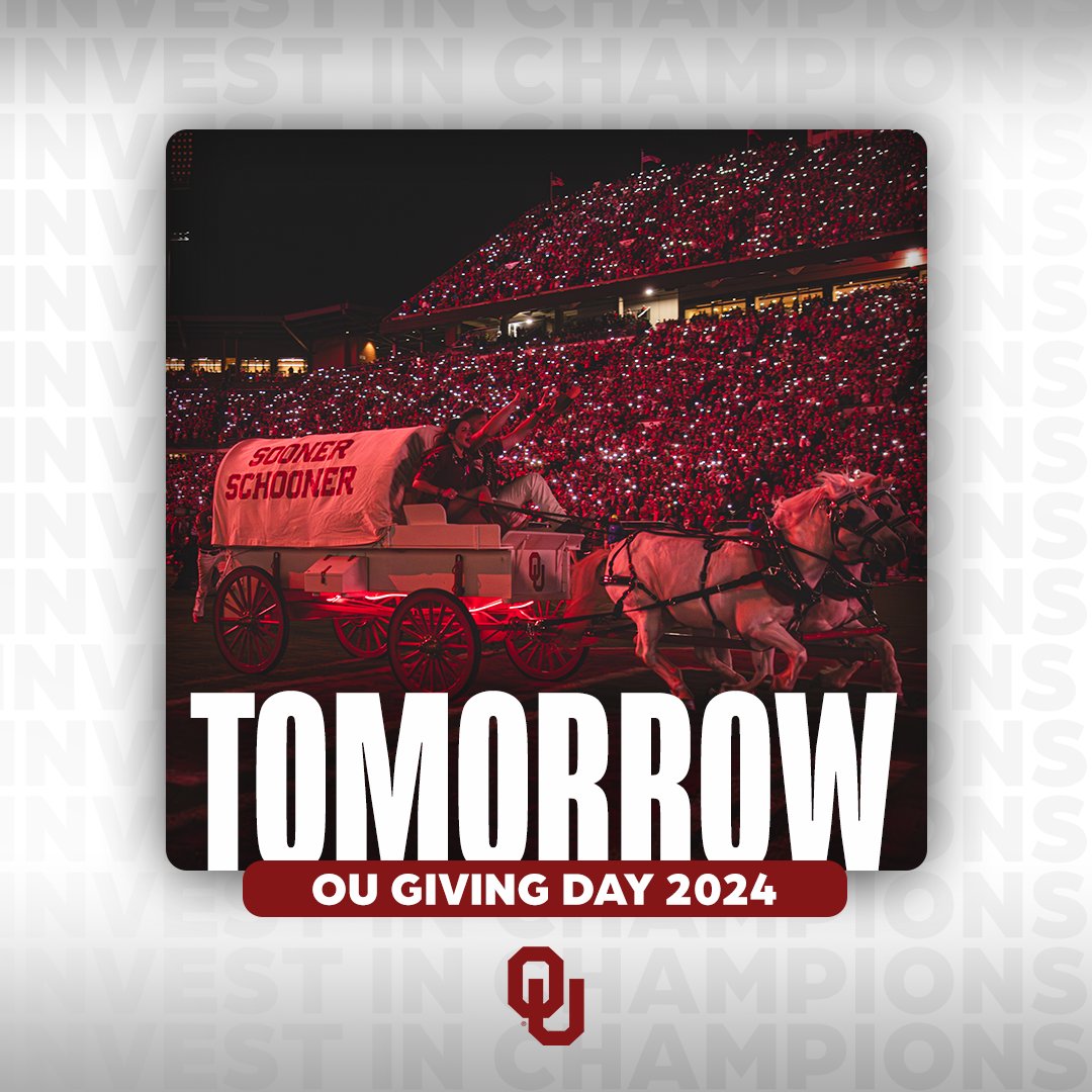 Giving Day is only 1 day away! Enhance your OU Athletics experience and support a world-class experience for all OU student-athletes by participating in #OUGivingDay. 🔗 ouath.at/24GivingDay #InvestInChampions