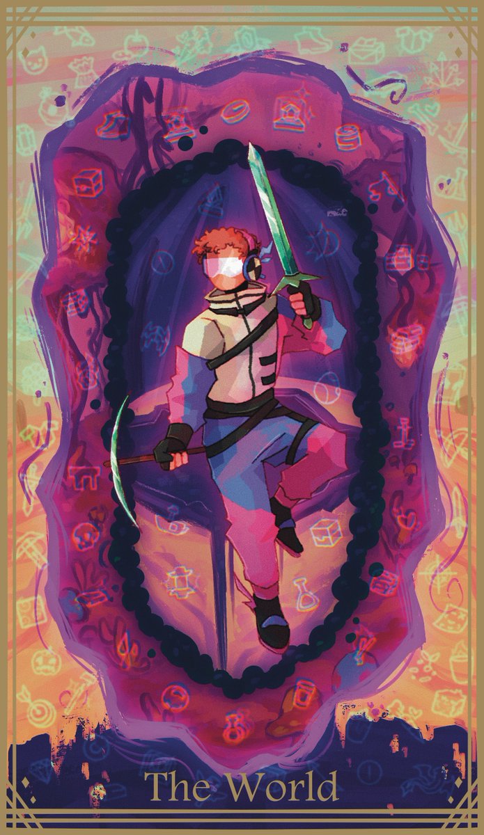 The World ft. @feinberg_mc collab with @kaleidohydra who did the background!! (and carried tbh) #mcsrtarot