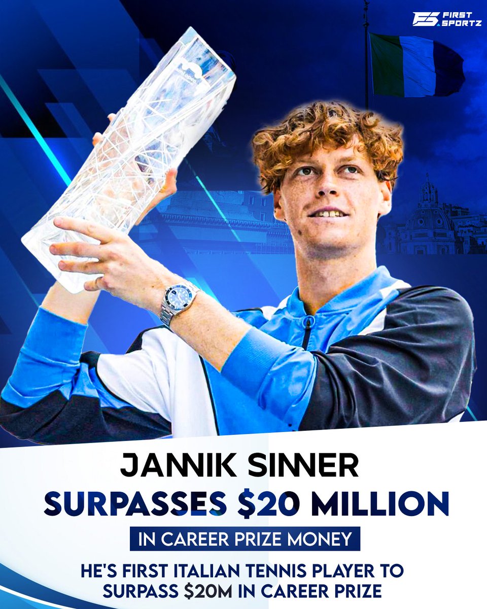 History made! 🎾💪 Jannik Sinner becomes the first Italian tennis player to surpass $20M in career prize money! 🎾💰
