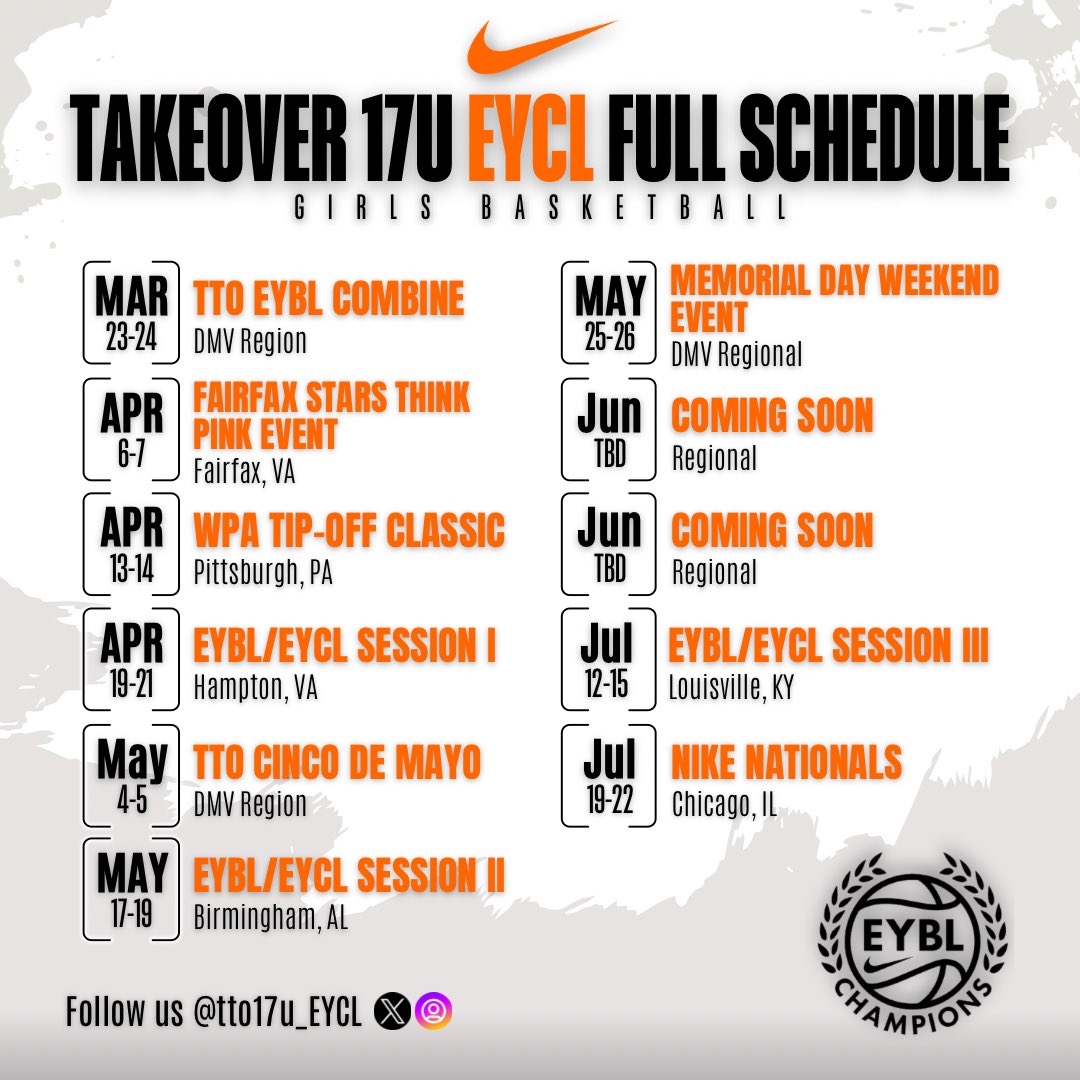 Team Takeover 2024 Girls 17u EYCL Roster and Full Schedule!!! @teamtakeovergbb #ItsJustDifferent #RepTheBrand