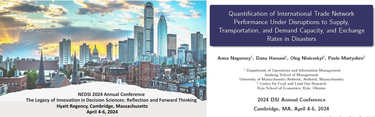 Last week I was in Cambridge to speak @mit. This week my @isenbergumass PhD student <a href="/Hassani_Dana/">Dana Hassani</a> will present a paper of ours with <a href="/kse_ua/">Kyiv School of Economics</a> colleagues <a href="/oniviev1/">Oleg Nivievskyi</a> &amp; Pavlo Martyshev at the NEDSI Conference in Cambridge. The research was supported, in part, by the great @umassamherst
