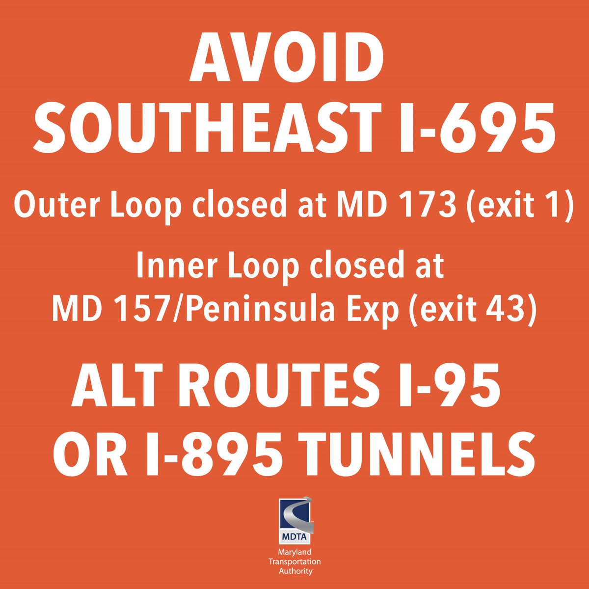 MDSHA's tweet image. Drivers should add extra commuting time on I-95 &amp;amp; I-895 toward the tunnels. Spring break is over and higher traffic volumes will be using the tunnels adding to the volume. Prepare ahead. 
Learn more: ow.ly/rEKq50R5XTw #KeyBridgeNews