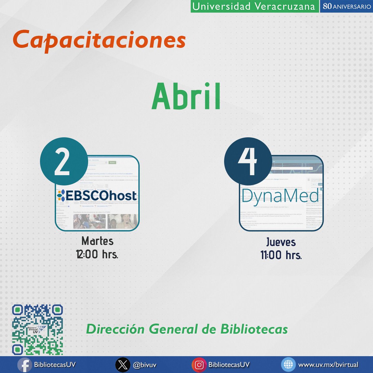bivuv's tweet photo. #ComunidadUV Iniciamos el mes de abril. Te esperamos en nuestras próximas capacitaciones que tendremos para ti.
💻EBSCO: Regístrate en: https://t.co/QIZ4Ls1NeX
💻Dynamed: Accede en: https://t.co/H9fJSDha67
#EBSCOhost #Dynamed #UtilizaBiV #bibliotecasUV #NoTeLoPierdas https://t.co/PnprVbqtbD