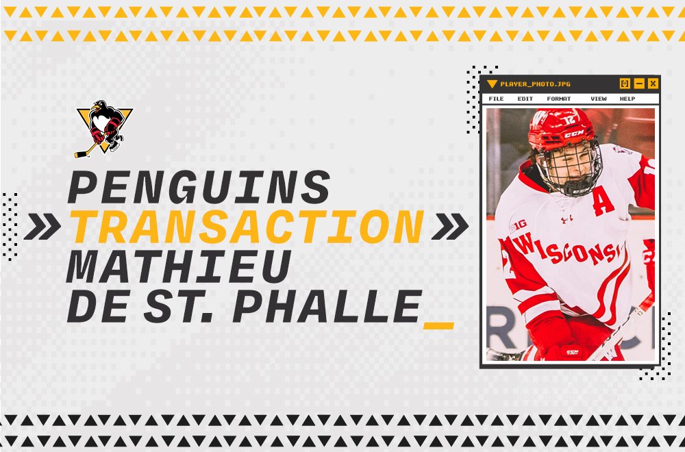 The Penguins have signed University of Wisconsin forward Mathieu De St. Phalle to a two-year AHL contract, and he will join the team on an ATO. wbspenguins.com/2024/04/01/pen…