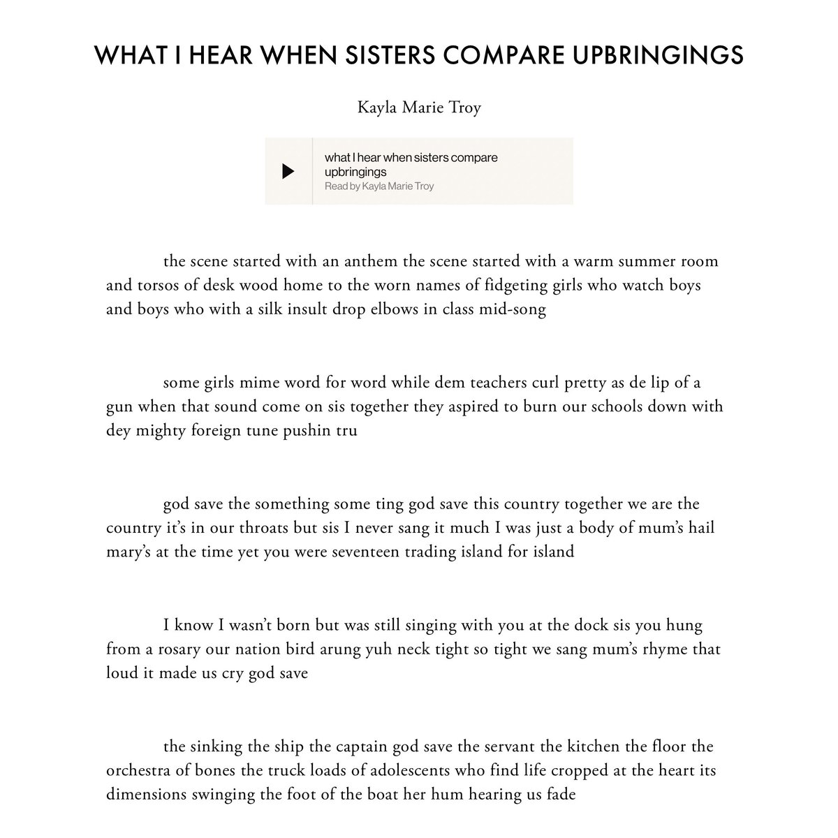 Thinking I’ll do bits and pieces this POETRY MONTH, and the first poem I want to share is from @kaylamarietroyy / @propelmagazine ✨ “home to the worn names of fidgeting girls who watch boys and boys who with a silk insult drop elbows in class mid-song” propelmagazine.co.uk/kayla-marie-tr…