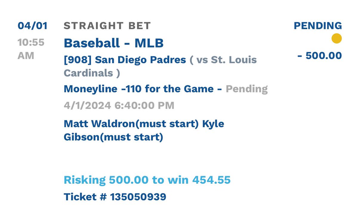pardonmypick's tweet image. SENDING THE MAX 🐳🐳🐳 TO A FEW THAT RETWEET ‼️

MLB FREEPLAY ⚾️

PADRES ML

DROP A LIKE IF UR TAILING!!! 🔥🔥🔥
