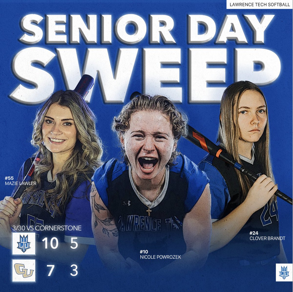 Congratulations to LTU Softball for sweeping Cornerstone University this weekend! The Blue Devils are back in action on Wednesday as they take on Aquinas College! #WeAreLTU