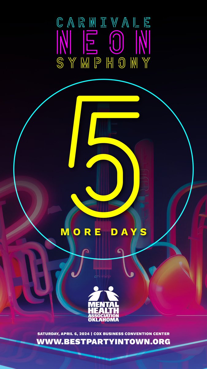 No April Fool's: Carnivale: Neon Symphony is only FIVE days away! Join us for the #bestpartyintown, and know that your investment is helping us fulfill our mission of ending homelessness and promoting mental health. #carnivale2024 #neonsymphony #endhomelessness