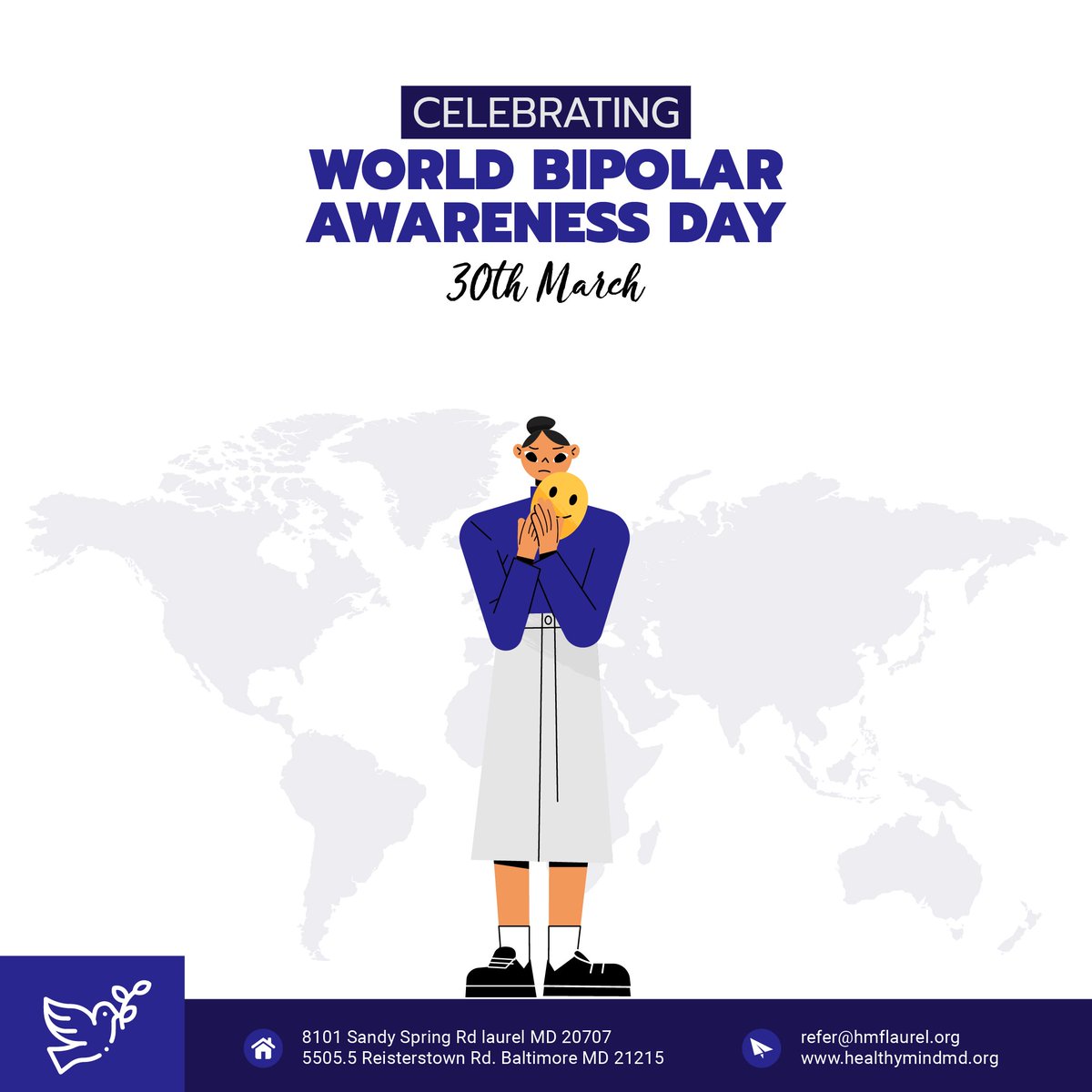 Let's use this day to raise awareness, promote understanding, and create a positive environment for everyone to thrive in. 

#worldbipolarday #bipolarday #healthymindhealthylife #healthymindfoundation #mentalhealthrecovery
