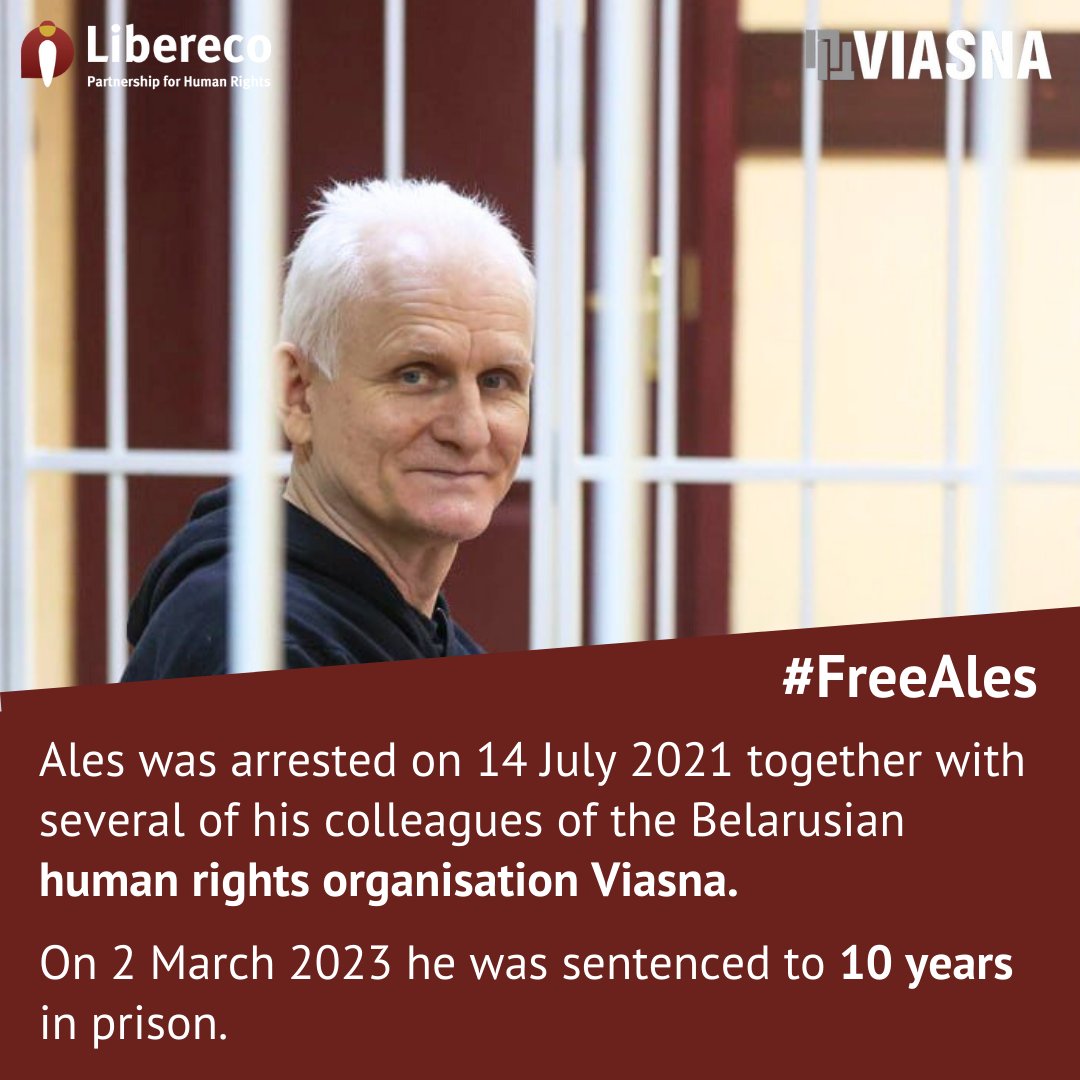 Exactly one year ago, Belarusian human rights defender Ales Bialiatski officially started his 10 year prison sentence. He had already been in prison for 646 days. Now, we’re 366 days later. Every day is one day too many. Sign the petition now: change.org/freeales #FreeAles