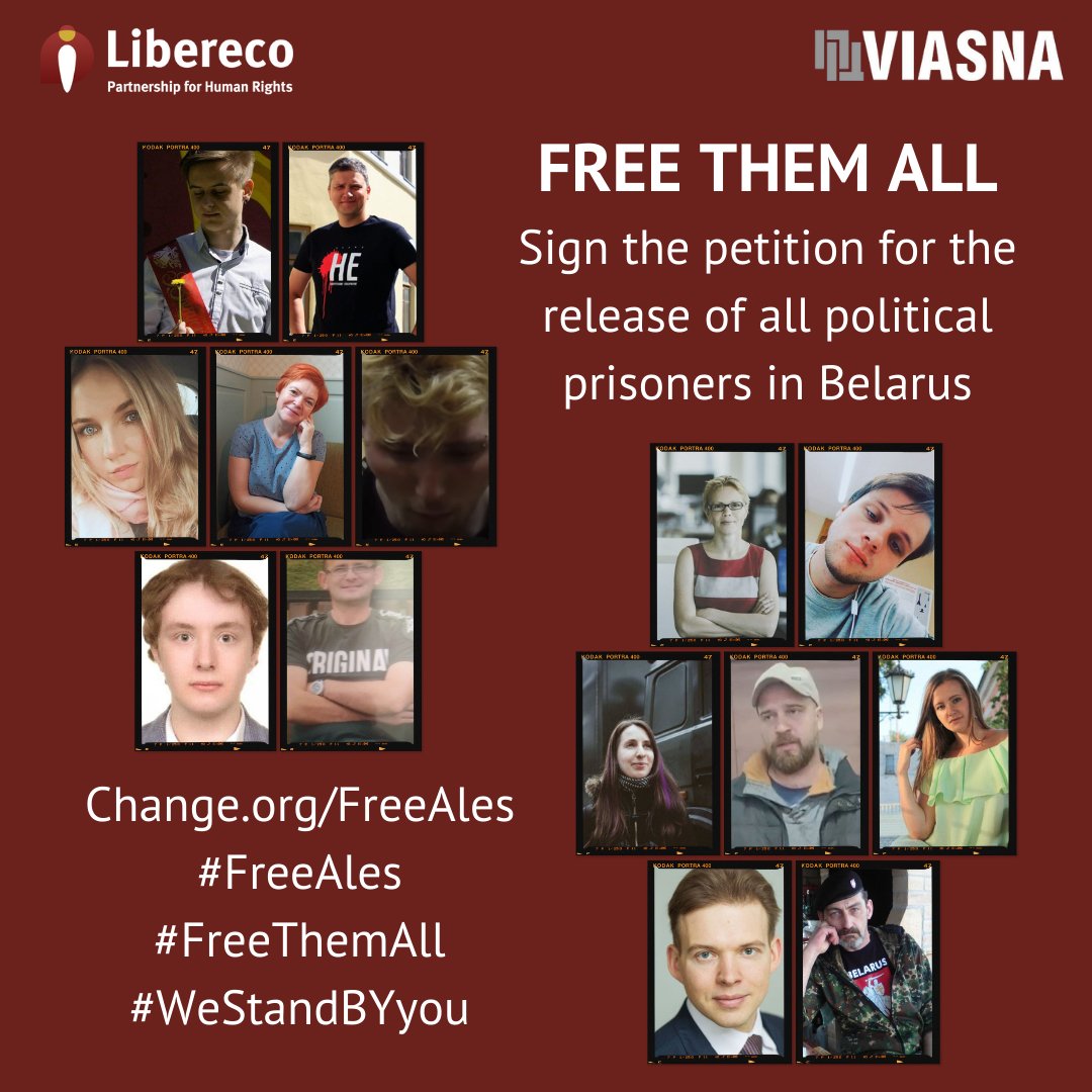 There are over 1400 political prisoners in Belarus: journalists, human rights defenders, trade unionists, musicians, lawyers, doctors, people who were in the wrong place at the wrong time & one Nobel Peace Prize winner. Sign the petition for their release: change.org/FreeAles