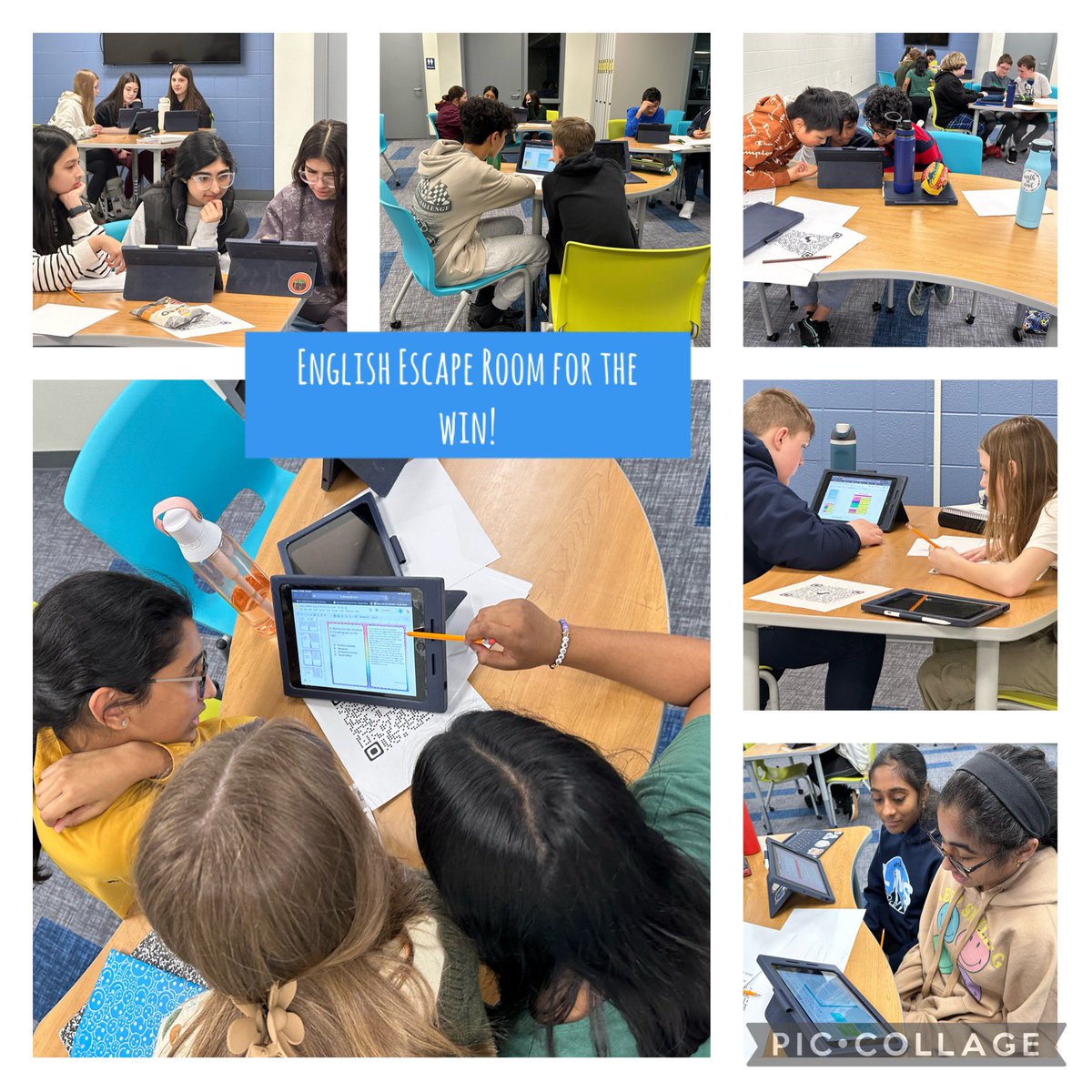 7th Grade English classes enjoyed using their Literary knowledge to decipher the codes to unlock 4 rooms today. Loved the opportunity to work with @MissMendola, @mulewicz17, and other 7th grade students. Such a great way to return from Spring Break. @LarsonMS