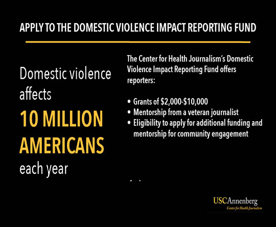 Are you a California journalist interested in reporting on domestic violence? Consider applying for our Domestic Violence Impact Fund, which will provide reporters with a roadmap for covering this public health epidemic with nuance and sensitivity. ow.ly/QfQH50R1mFO