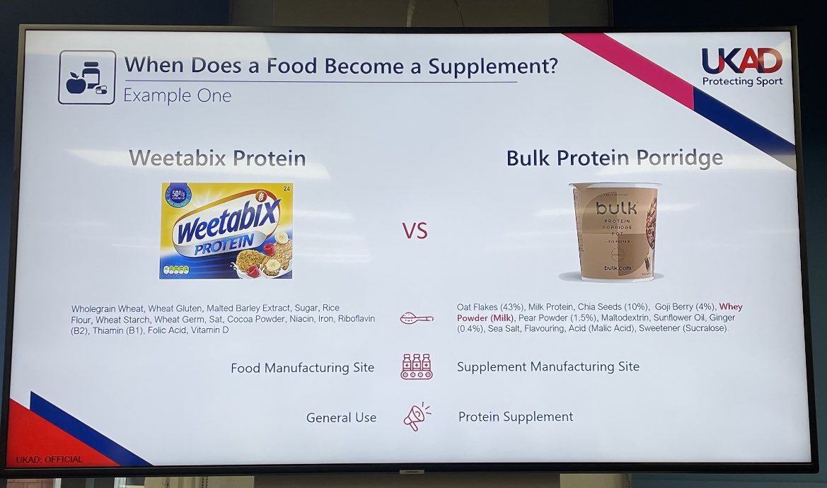 Great ? & many still confused, me included The images you share are all produced in a food (not supplement) manufacturing site Using the images I share below: - general use product from a food site - contains “milk protein” not whey - Arla don’t state perf claims